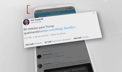 Twitter apaga vídeo compartilhado pelo filho de Trump sobre queima de cédulas