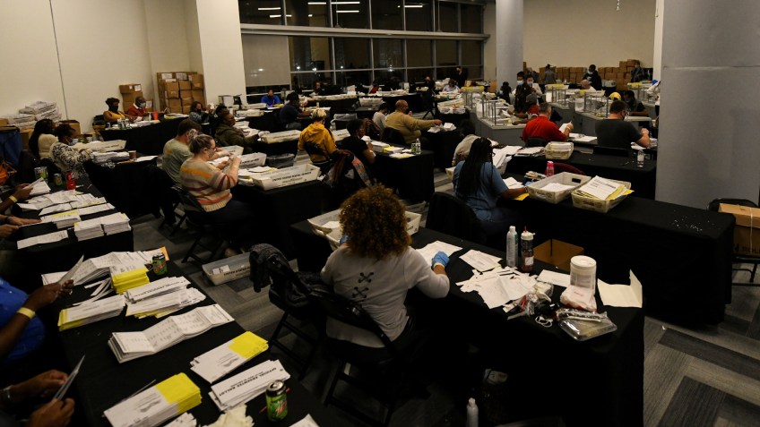 Contagem de votos da eleição de 2020 em Atlanta, no estado da Geórgia • Foto: Brandon Bell - 4.nov.2020/Reuters