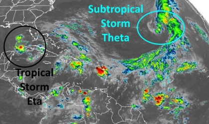 Theta se forma no Atlântico e faz de 2020 o ano mais ativo de furacões