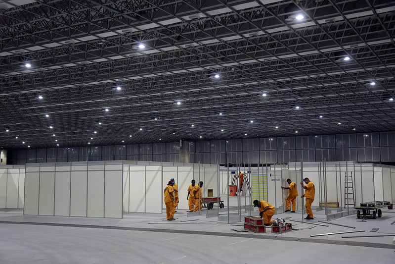Montagem de hospital de campanha no RioCentro
