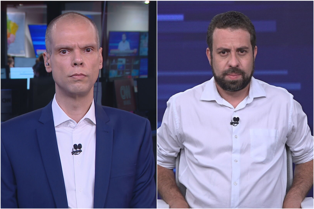 Bruno Covas (PSDB) e Guilherme Boulos (PSOL) em entrevista para a CNN após o deb