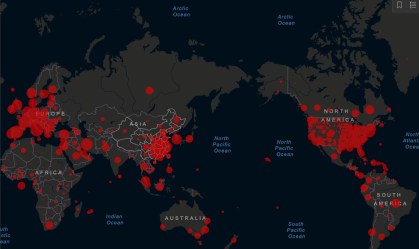Universidade dos EUA aponta mais de 500 mil infectados pelo coronavírus no mundo