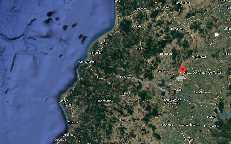 Região atingido por terremoto no Chile