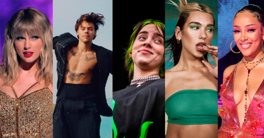 Taylor Swift, Harry Styles, Billie Eilish, Dua Lipa e Doja Cat
