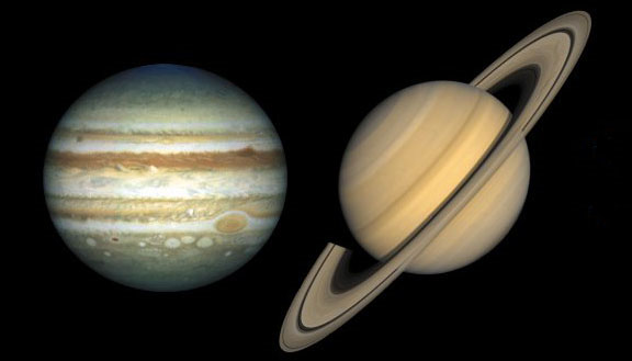 Representação de Júpiter e Saturno
