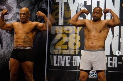 Mike Tyson e Roy Jones Jr. antes de luta entre os dois