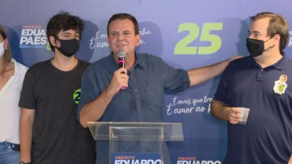Eleito neste domingo (29), Eduardo Paes (DEM) discursa após resultado da eleição