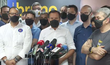 Governador de São Paulo, João Doria (PSDB), em discurso de comemoração pela vitó