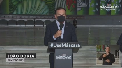 João Doria, governador de São Paulo, durante coletiva sobre a Coronavac