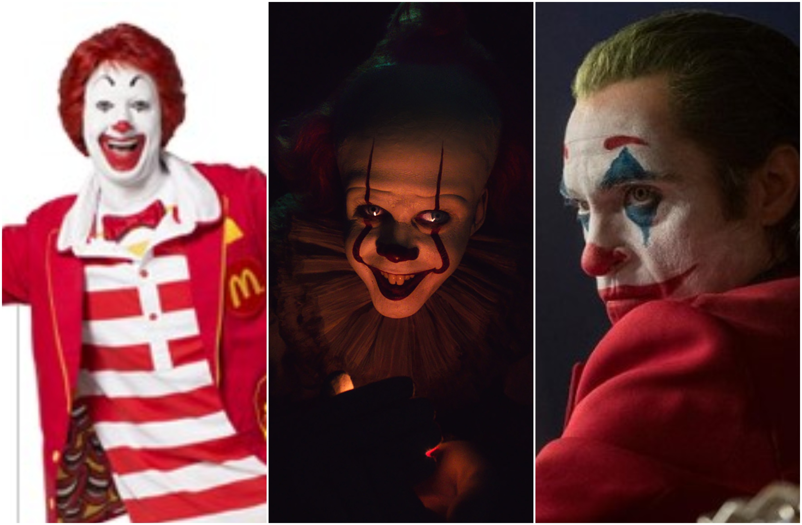 Ronald McDonald, Pennywise (do filme 'It') e Coringa