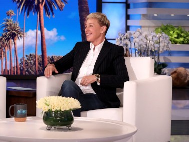 A apresentadora Ellen DeGeneres durante gravação de seu talk show