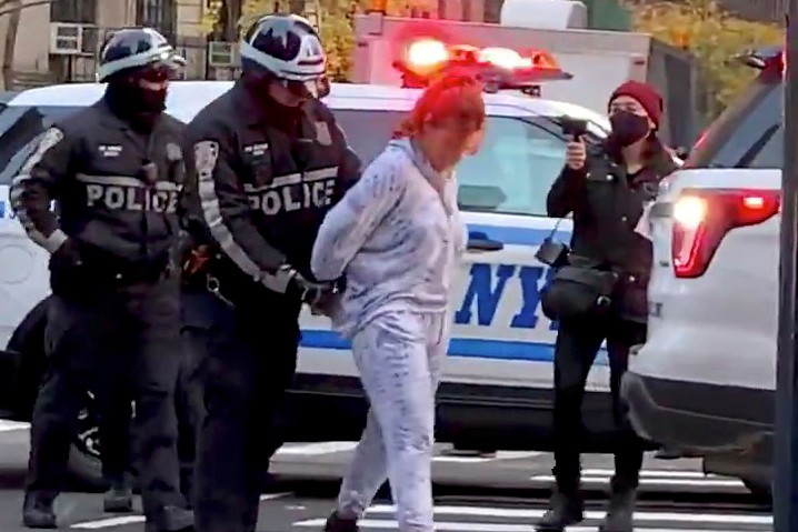 Mulher é levada sob custódia pela polícia após atropelar manifestantes do Black 