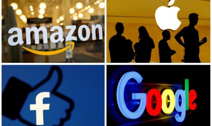Logotipos da Amazon, Apple, Facebook e Google