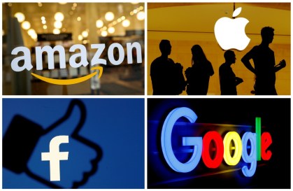 Logotipos da Amazon, Apple, Facebook e Google