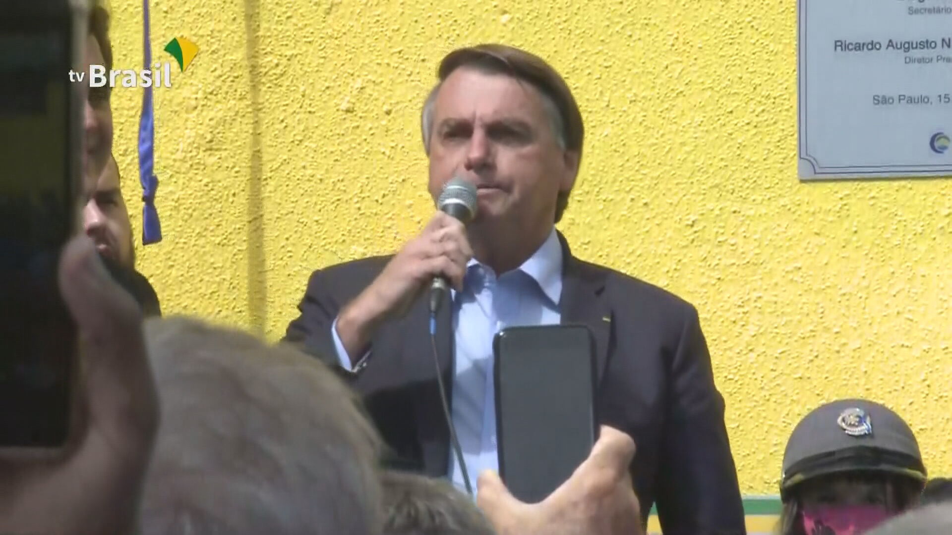 O presidente Jair Bolsonaro participou de inauguração de relógio no Ceagesp