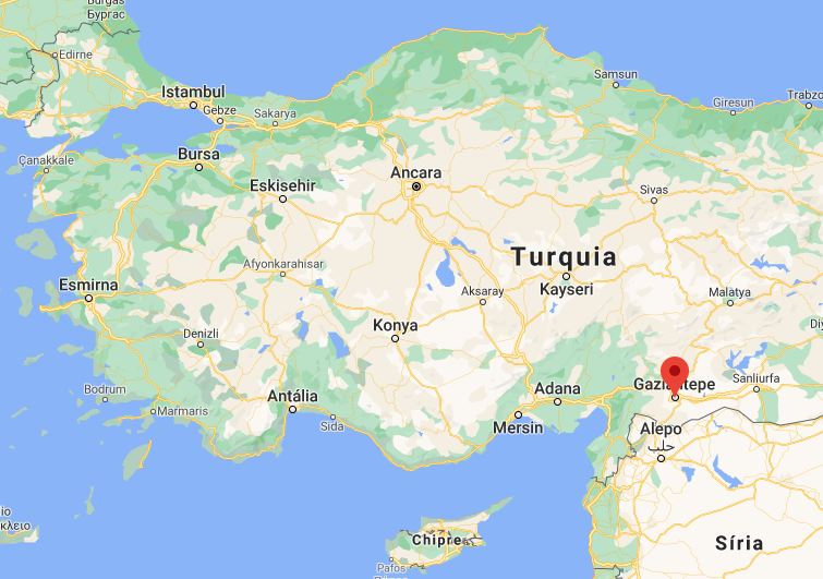 Localização de Gaziantepe, na Turquia