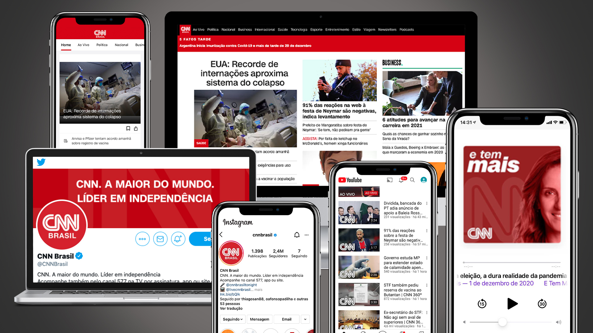 A CNN Brasil está presente em múltiplas plataformas digitais