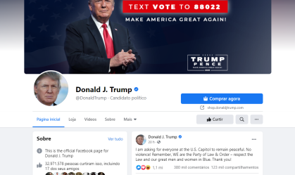 Facebook e Instagram manterão contas de Trump bloqueadas até a posse de Biden