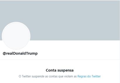 Conta de Trump está suspensa e não pode mais ser acessada