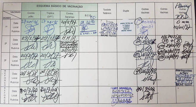 Carteira de vacinação registra imunizantes tomados ao longo da vida