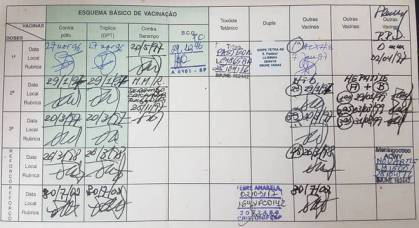 Carteira de vacinação registra imunizantes tomados ao longo da vida