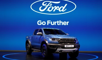 Modelo Ford Ranger Raptor durante feira automotiva. 14/7/2020