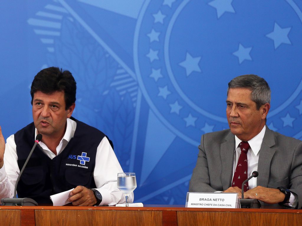 Os ministros da Saúde, Luiz Henrique Mandetta, e da Casa Civil, Walter Braga Net