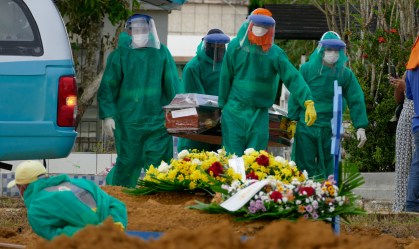 Enterros de pessoas que faleceram por causa da Covid-19 