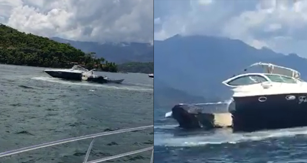 Lancha destruída após acidente em Angra dos Reis