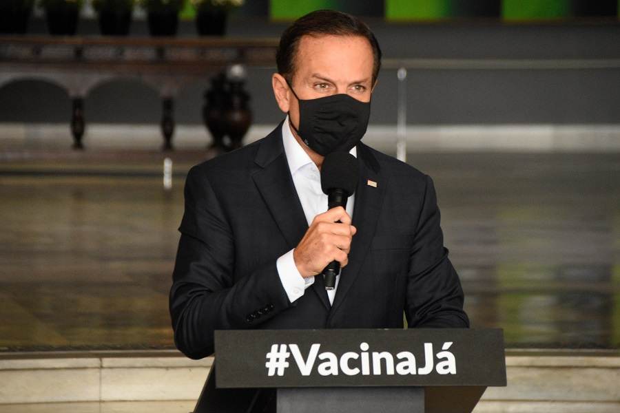 O governador de São Paulo, João Doria, durante coletiva O governador de São Paulo, João Doria, durante coletiva