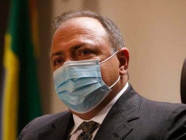 O ministro da Saúde, Eduardo Pazuello, durante entrevista coletiva