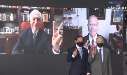 O governador de SP João Doria e os ex-presidentes FHC, Temer e Sarney