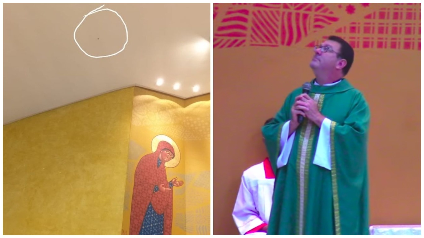 Bala entra pelo teto de igreja
