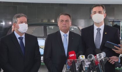 ‘Clima é o melhor possível’, diz Bolsonaro ao lado de Lira e Pacheco