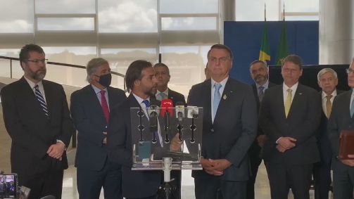 Os presidentes de Brasil, Jair Bolsonaro, e Uruguai, Luis Alberto Lacalle Pou