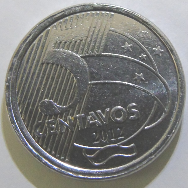 Moeda de 50 centavos de 2012 sem o zero
