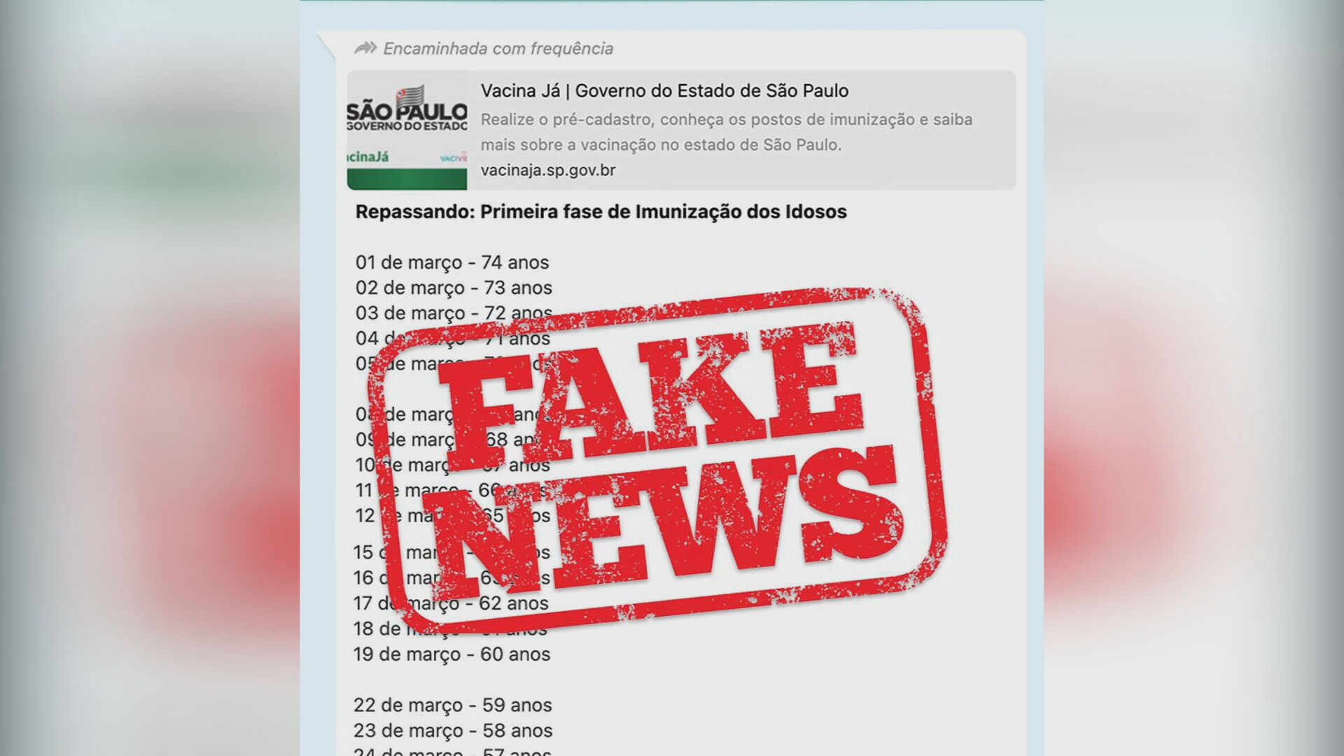 Cronogramas falsos de vacinação em SP circulam nas redes sociais