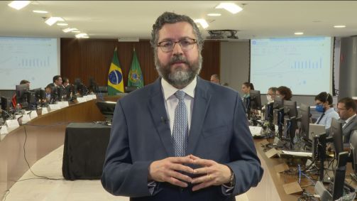 Ministro de Relações Internacionais, Ernesto Araújo, durante entrevista para a C