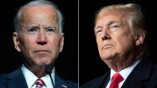O democrata Joe Biden e o atual presidente dos EUA, Donald Trump