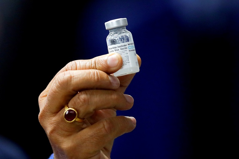 Dose da vacina indiana da Bharat Biotech, de nome Covaxin Dose da vacina indiana da Bharat Biotech, de nome Covaxin