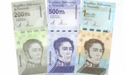 De US$ 100 mil a 1 milhão de bolívares: conheça cédulas com muitos zeros