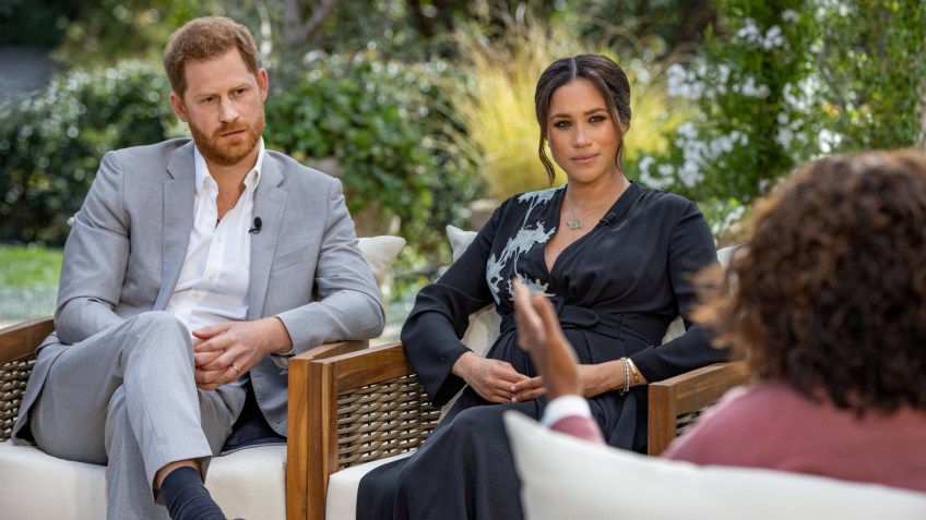 Harry e Meghan em entrevista para Oprah Winfrey / Foto: Divulgação /Harpo Productions/Joe Pugliese/Reuters