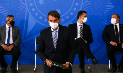 O presidente Jair Bolsonaro (sem partido), durante evento em Brasília de sanção 
