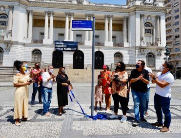 placa em homenagem a Marielle Franco na Praça Floriano