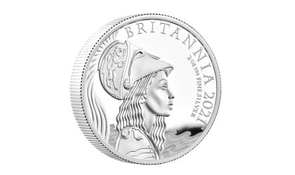 Britannia em moeda comemorativa do Reino Unido