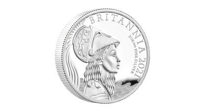 Britannia em moeda comemorativa do Reino Unido
