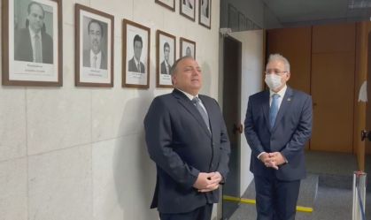 Ex-ministro da Saúde, Eduardo Pazuello, durante vídeo de sua cerimônia de desped