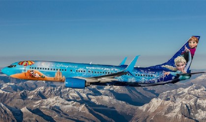 Avião da Westjet com pintura da Frozen