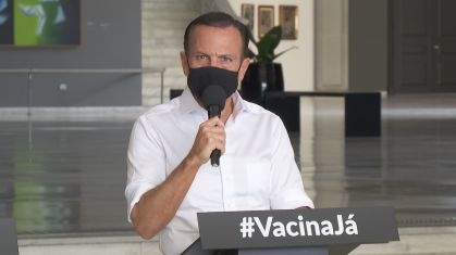 Governador de São Paulo, João Doria (PSDB) durante coletiva no Palácio dos Bande