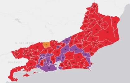 mapa de risco para covid no estado do rio